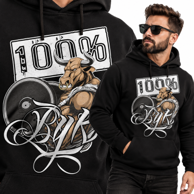 BLUZA Z KAPTUREM NA SIŁOWNIĘ 100 PROCENT BYK